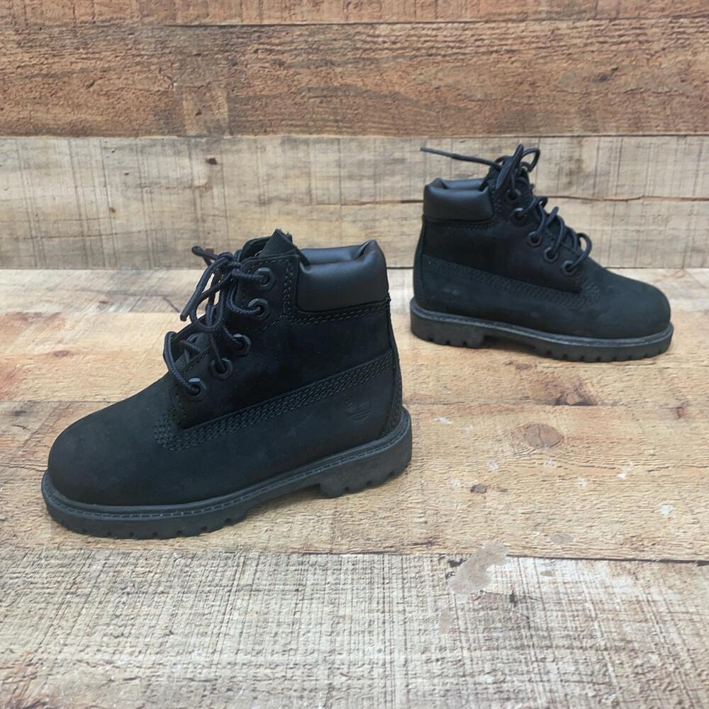 Timberland Waterproof Boots Boys Size 8M 25 Black Nubuck Ankle Lace Up Toddler